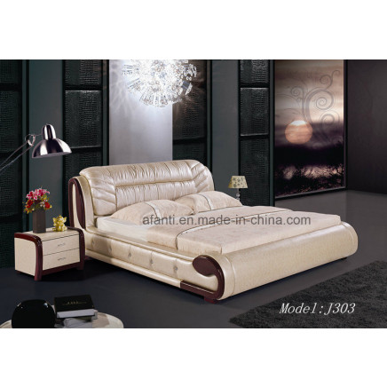 2015 Hot Sale Beds for Bedroom Leather Bed Furniture (J303)