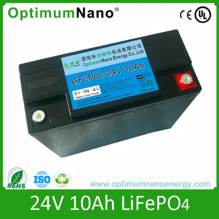 24V 10ah Ebike LiFePO4 Battery Pack with Mbs