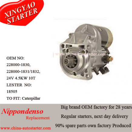 24V Japan Denso Engine Spare Parts Caterpiller Starter (228000-1831)