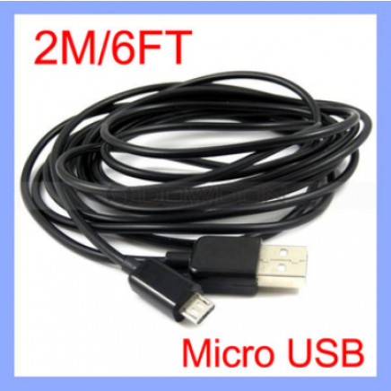 2m/6ft V8 Micro USB Data Charger Cable for Samsung/HTC/Blackberry/LG Black
