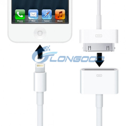 30 Pin Female to Lightning 8 Pin Male Sync Data Cable Adapter for iPhone 5 5s / iPod Touch 5 Compatible with Ios 7 (20CM)