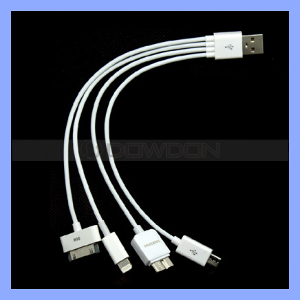 4 in 1 USB Multi Charger Cable for iPhone 5 5s 4s Samsung S3 S4 S5 Note 2 Note 3