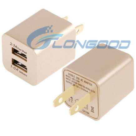 5V 2.1A Us Plug Dual USB Socket AC Charger Adapter for iPhone 5 & 5c & 5s, iPad Air / iPad Mini Retina and So on