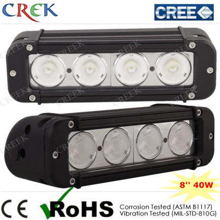 8'' Inch Flood Beam 40W Single Row LED Light Bar with CE, RoHS, IP68 (CK-BC10410)