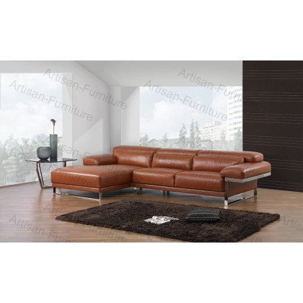 Adjustable Headrest Luxury Top Grain Leather Sofa Bed (JP-sf-195)