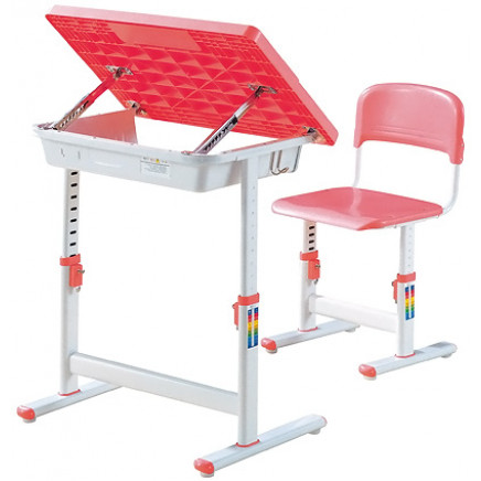 Adjustable and Foldable Pink School Furniture Single Student Desk