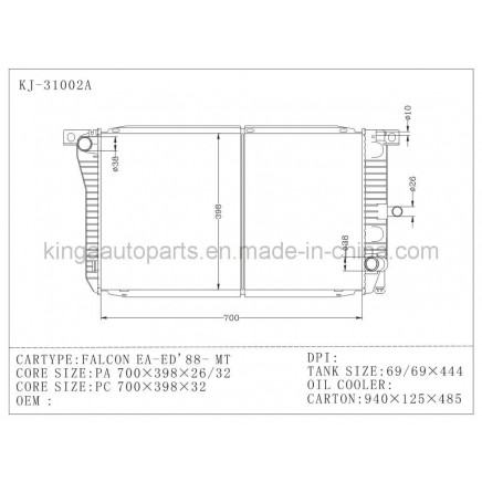 Aluminum Radiator for Ford Falcon Ea-Ed' 88 Mt