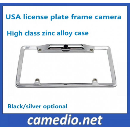 American USA Car Backup License Plate Frame Camera (silver/black color)