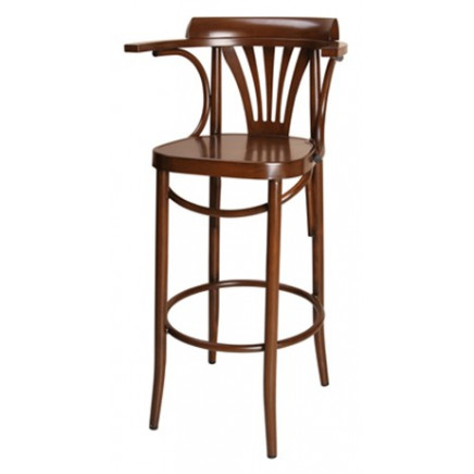 Antique Aluminum Bistro Barstool with Brush Wood Look Finish (DC-15548)