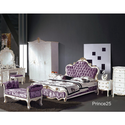 Antique European Style Bedroom/Home Furniture Elegant Purple Leather Bed (25#)