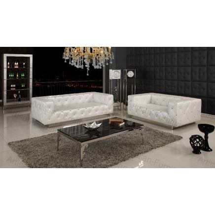 Antique Modern Luxury Tufted Upholstered Sofa with a Low Seat