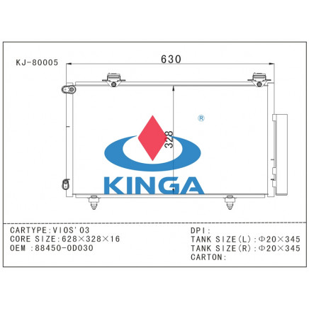 Auto Condensaer Parts for Toyota Vios 03
