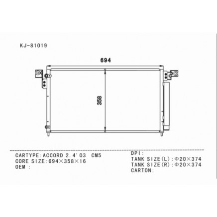 Auto Condenser for Accord 2.4'03 CM5 (KJ-81019)