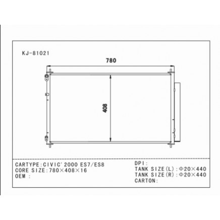 Auto Condenser for Civic'2000 ES7/ES8 (KJ-81021)