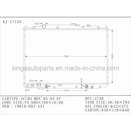 Auto Radiator for Aucra Mdx' 03-04 AT