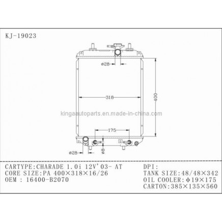 Auto Radiator for Charade 1.0I 12V 03 at