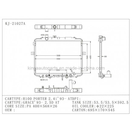 Auto Radiator for H100 Porter 2.4I 93 Grace 93-2.5D at