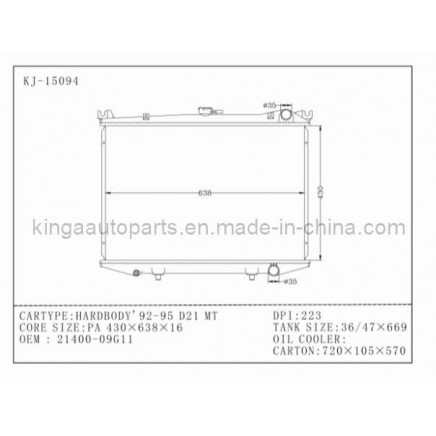 Auto Radiator for Hardbody'92-95 D21 (GAS) MT (KJ-15094)