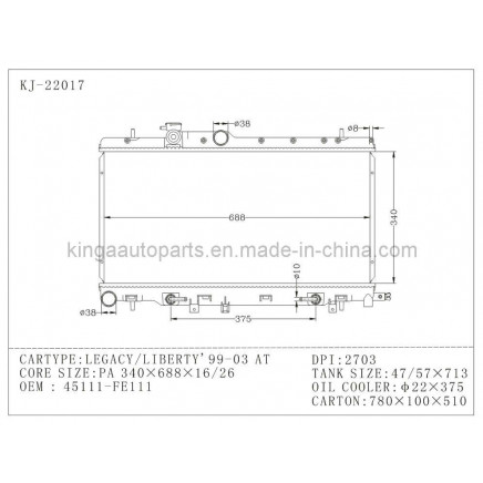 Auto Radiator for Legacy Liberty 45111 Fe111