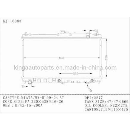 Auto Radiator for Mazda Miata/Mx-5' 99-04 at (KJ-16083)