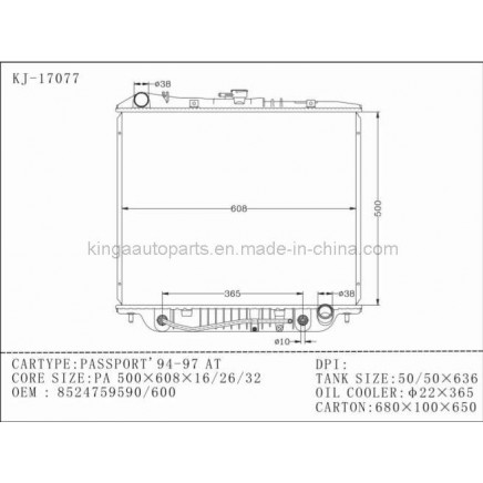 Auto Radiator for Passport 94-97 with Aluminium Core