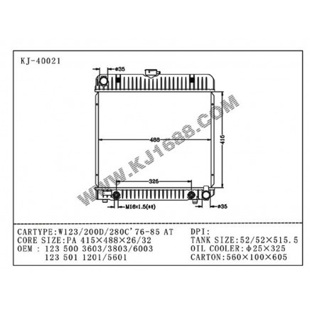 Auto Radiator for W123/200D/280C`76-85AT(KJ-40021)