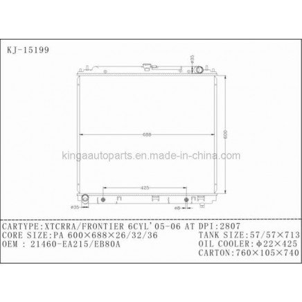 Automobile Radiator for Nissan Xtcrra/Frontier 6cyl 05-06 at