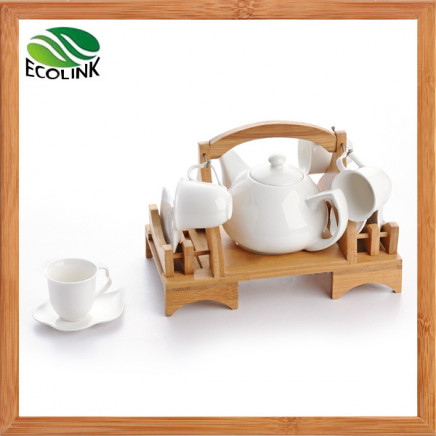 Bamboo Ceramic Coffee Cup Set Drink Set