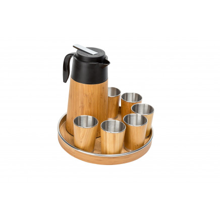 Bamboo Coffee Set W/ Staineless Cups