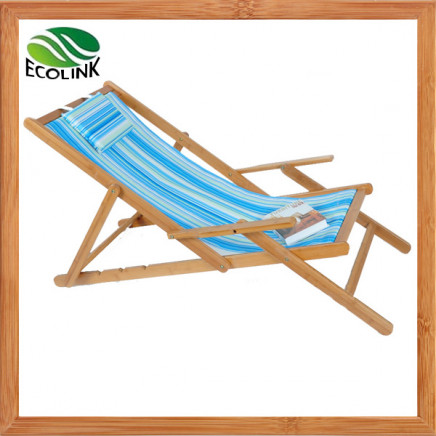 Bamboo Foldable Sun Lounger / Leisure Beach Chair for Outdoor