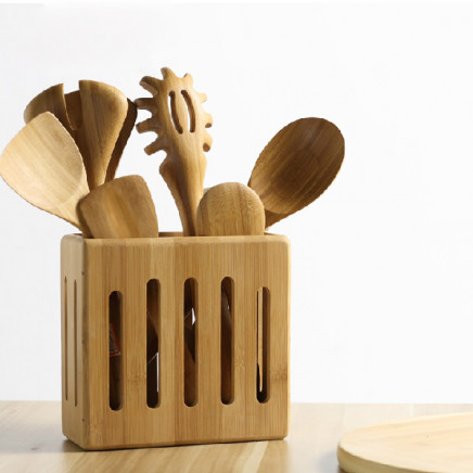 Bamboo Kitchen Spoon Holder Stand Rack