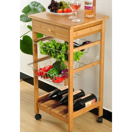 Bamboo Kitchen Trolly Kitchen Storage Bamboo Wine Holder