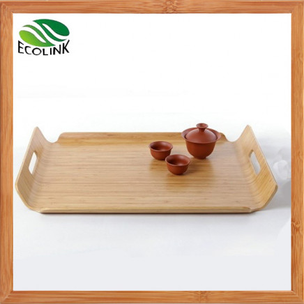Bamboo Rectangle Tea Serving Tray with Handles