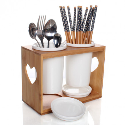 Bamboo Utensil Holder Spoon Holder
