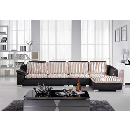 Black Comfortable Leather Corner Group Sofa