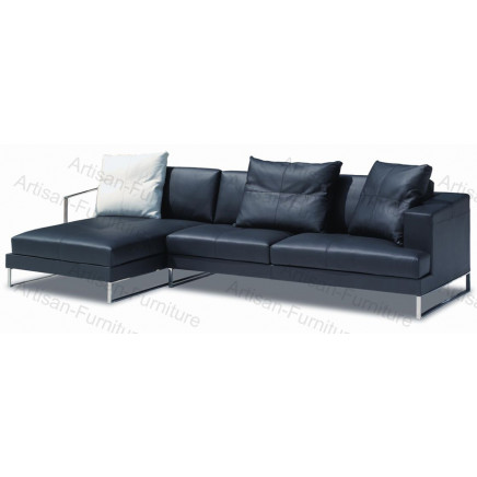 Black Leather Living Room Sectional Sofas (JP-sf-253)