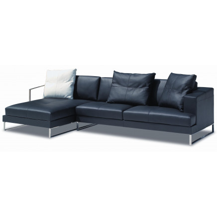 Black Leather Reclining Living Room Sectional Sofas with Chaise (JP-sf-270)