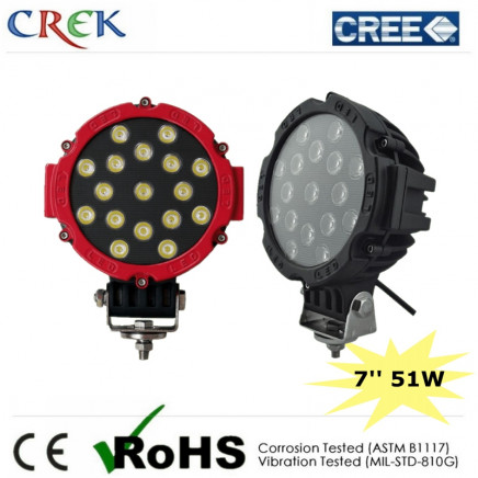 Black/Red 7" 51W New Round High Power LED Work Light (CK-DE1703A)