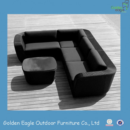 Black Resin Wicker Sectional Sofa (S0070)