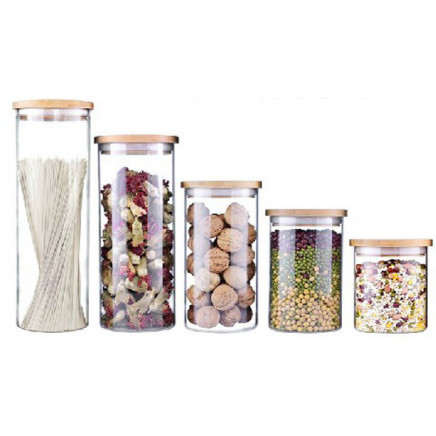 Borosilicate Glass Canister with Bamboo Lid