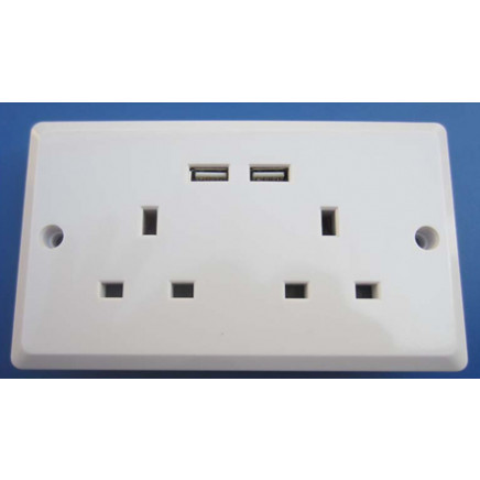 Bs USB Wall Socket, Twin USB Wall Socket Bs Type