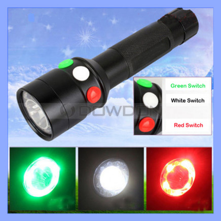 CREE Q5 7-Model LED Tactical Police Flashlight 3 Color Signal Lifesaving Torch