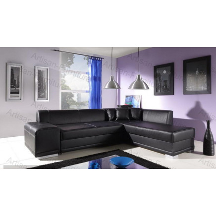 Catania Large Black Leather Sofa (JP-sf-315)