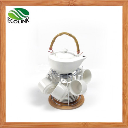 Ceramic Drink Set with Iron Stand