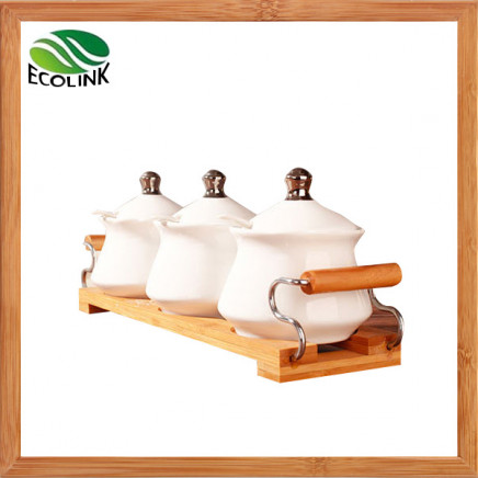 Ceramic Jar Pots with Bamboo Stand