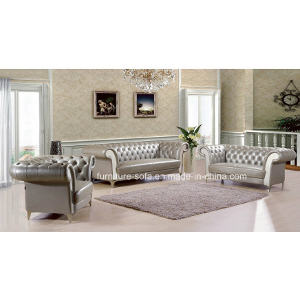 Chesterfield European Style Classic Furniture Thick Leather Sofa (112)