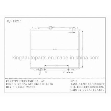 China Supplier 2002 Auto Radiator for Nissan Terrano at