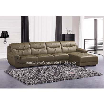 Chinese Style Furniture Cow Leather Corner Sofa (B39)