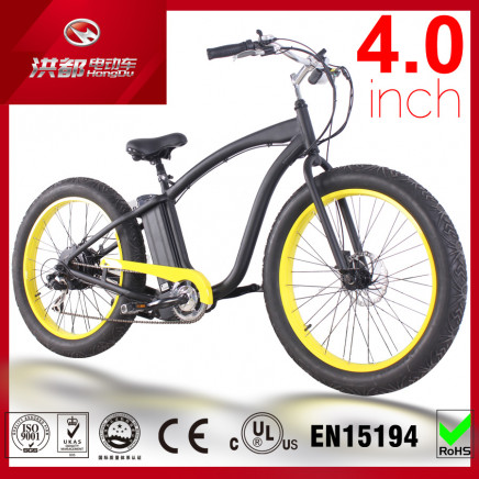 City Folding 48V13ah All Terrain 4.0 Inch Wide Fat Tire 500W Beach Cruiser Electric Bike