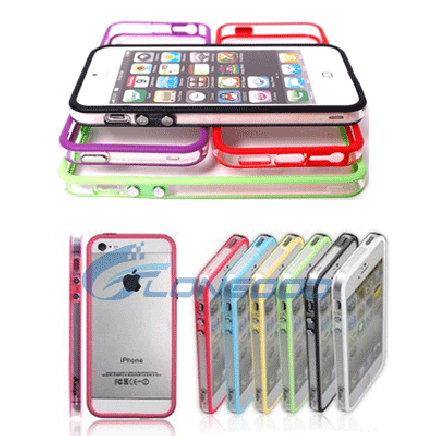 Clear Bumper Frame TPU Silicone Case for iPhone 5 5g W/ Metal Volume Button